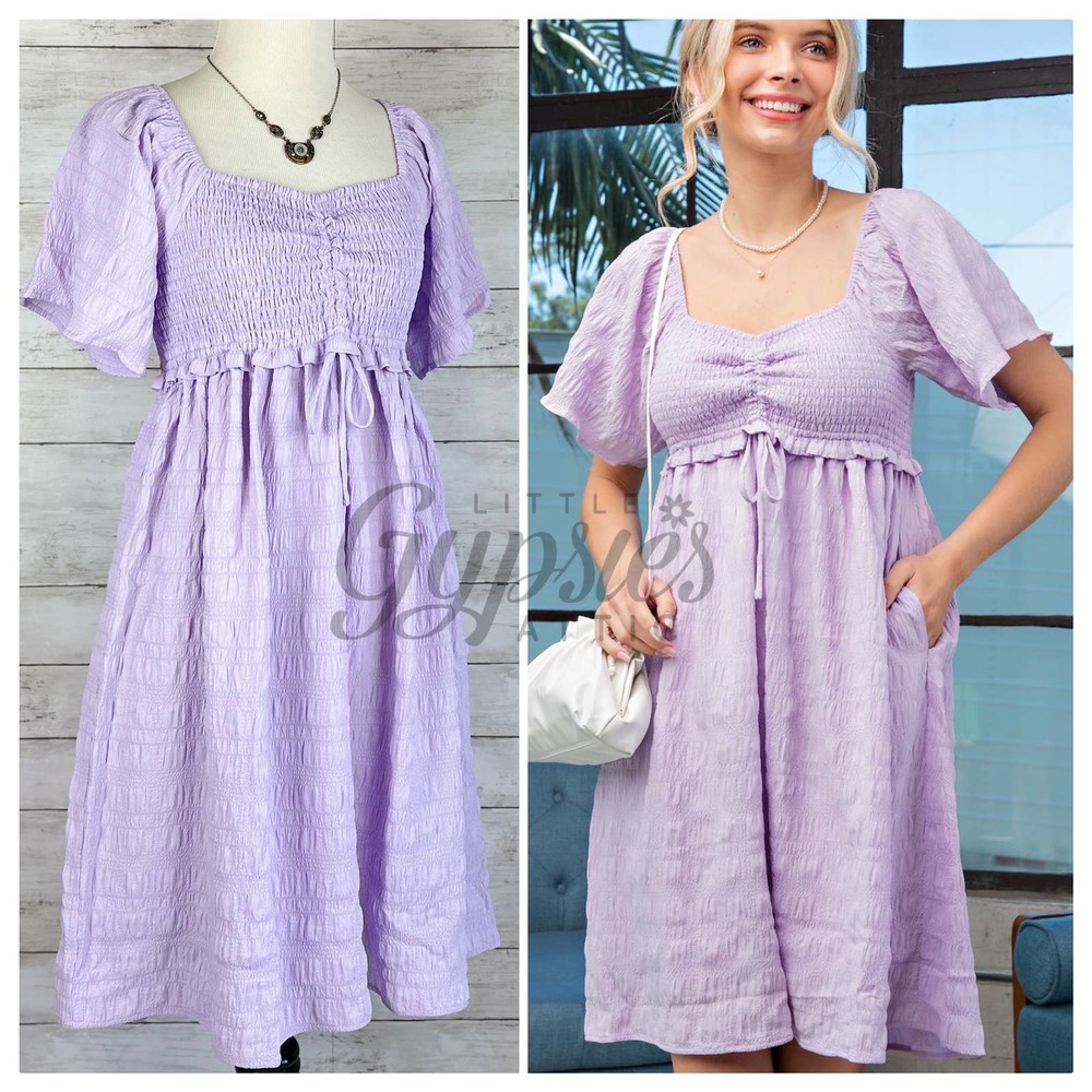 Lilac Mist Ruched Babydoll Dress